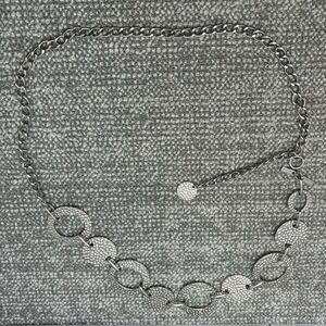 Chico's Metallic Silver Chain‎ Link Embellished Hip Belt Adjustable